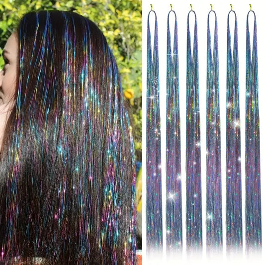 Sparkle Rainbow Hair Tinsel Extensions for Parties
