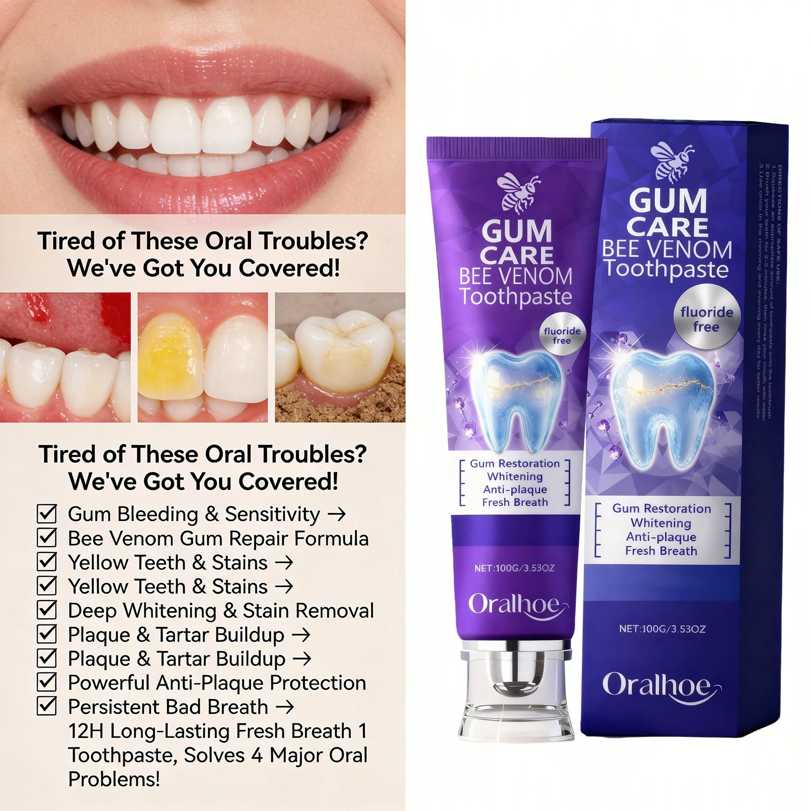 Bee Venom Gum Repair and Teeth Whitening Toothpaste - 5