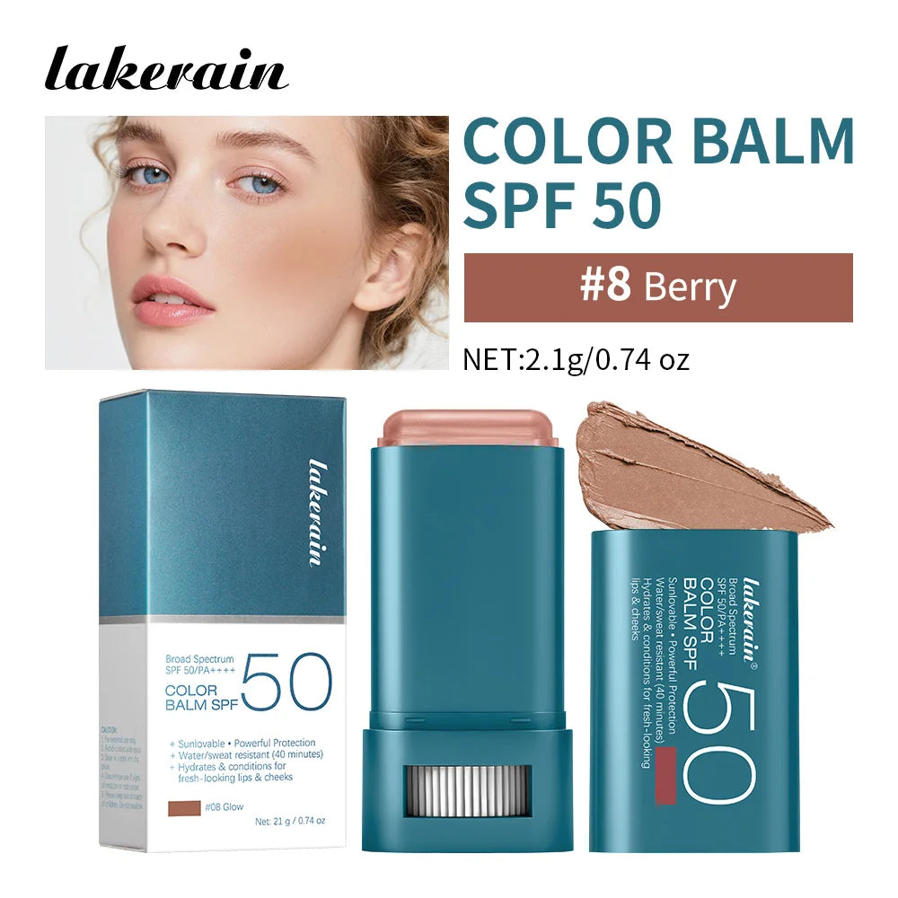 Tinted Sunscreen Blush Stick with SPF 50 for Face Lips and Cheeks - 25
