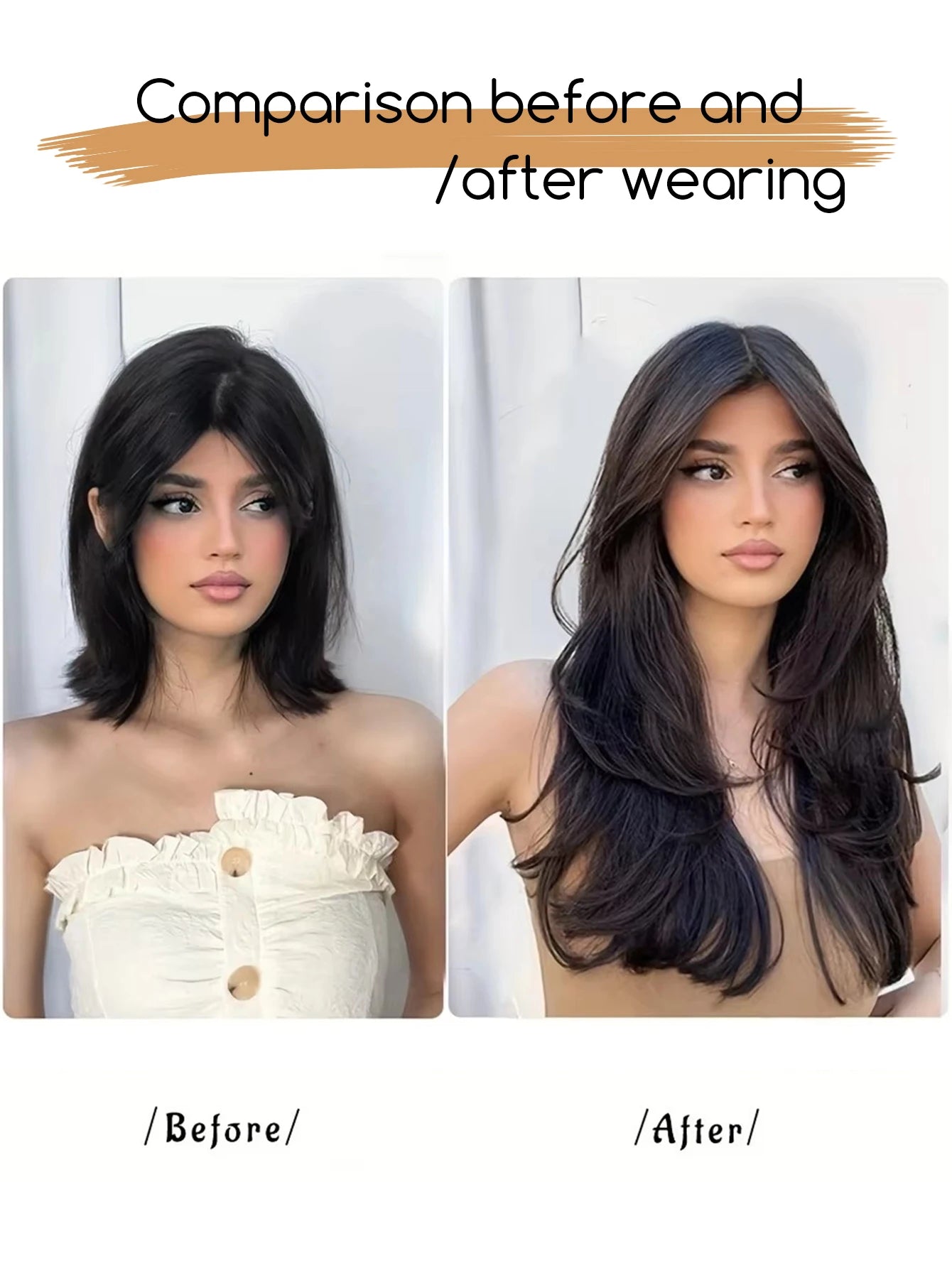 V-Shaped Straight Clip-In Hair Extensions for Instant Length - 3
