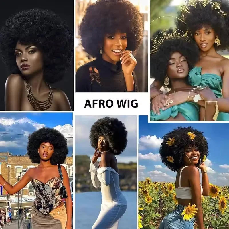 Short Afro Kinky Curly Wig for Women Bouncy 70s Style Natural Look - 6