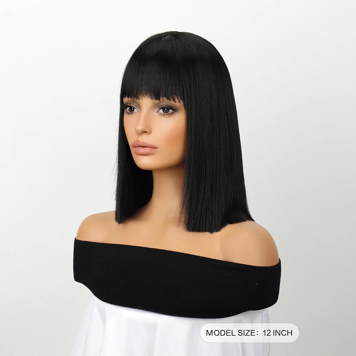 Short Straight Bob Wig with Bangs for Women - 4