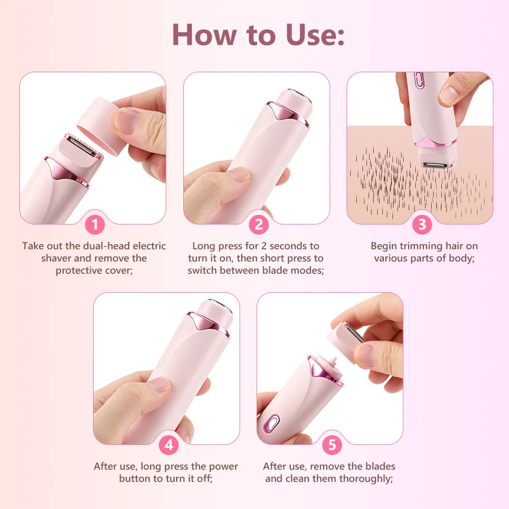 Dual-Head Painless Electric Body and Bikini Hair Trimmer for Women - 13