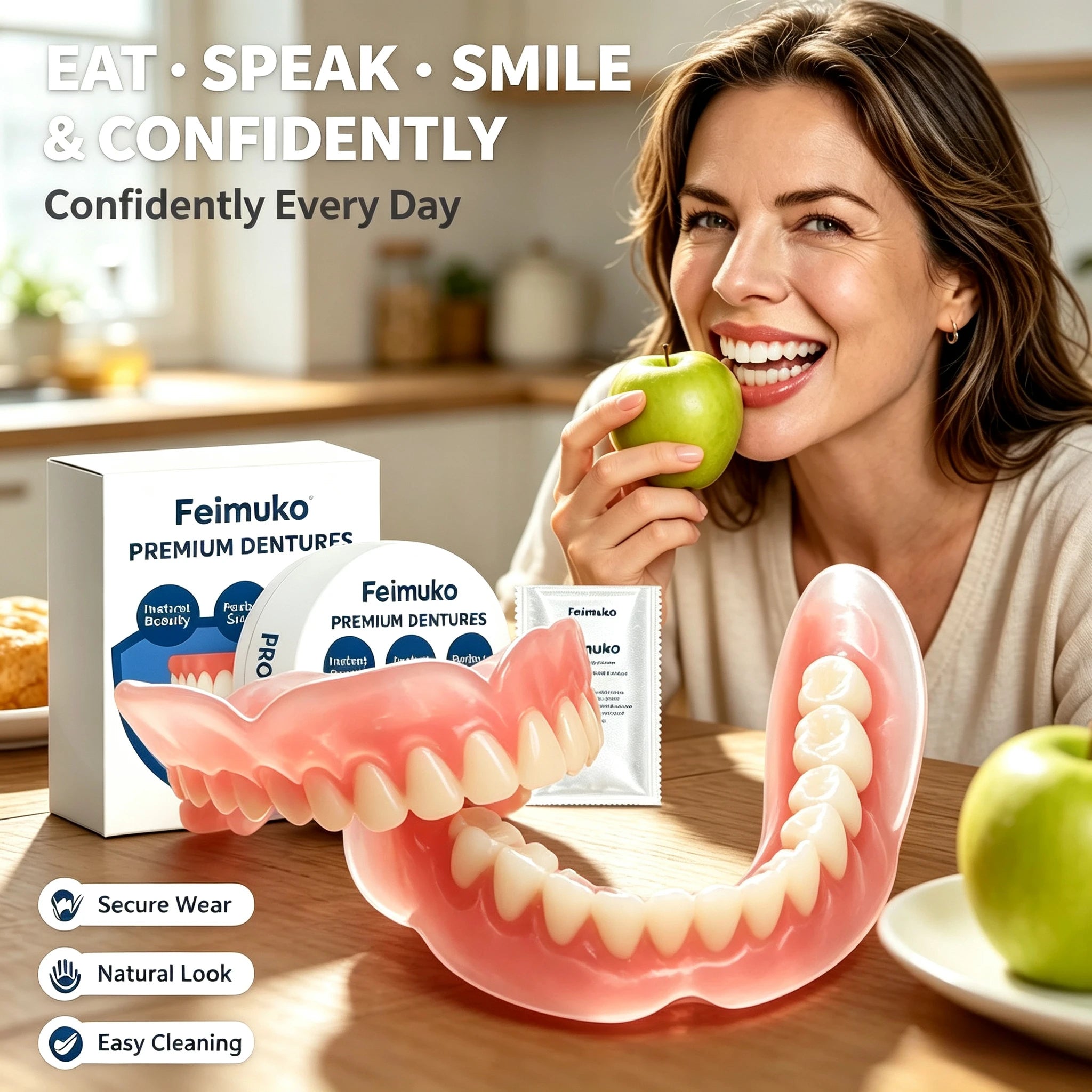 Comfortable Silicone Snap-On Dentures for Natural Smile and Instant Fit - 6