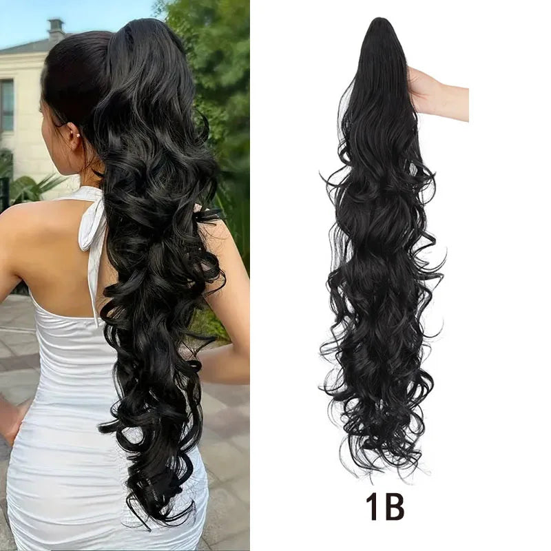 Long Curly Wavy Claw Clip Ponytail Hair Extension for Instant Volume