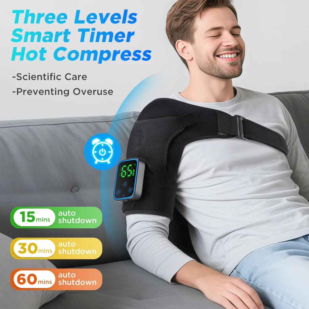 Cordless Heated Shoulder Massage Brace with App Control and Vibration - 5