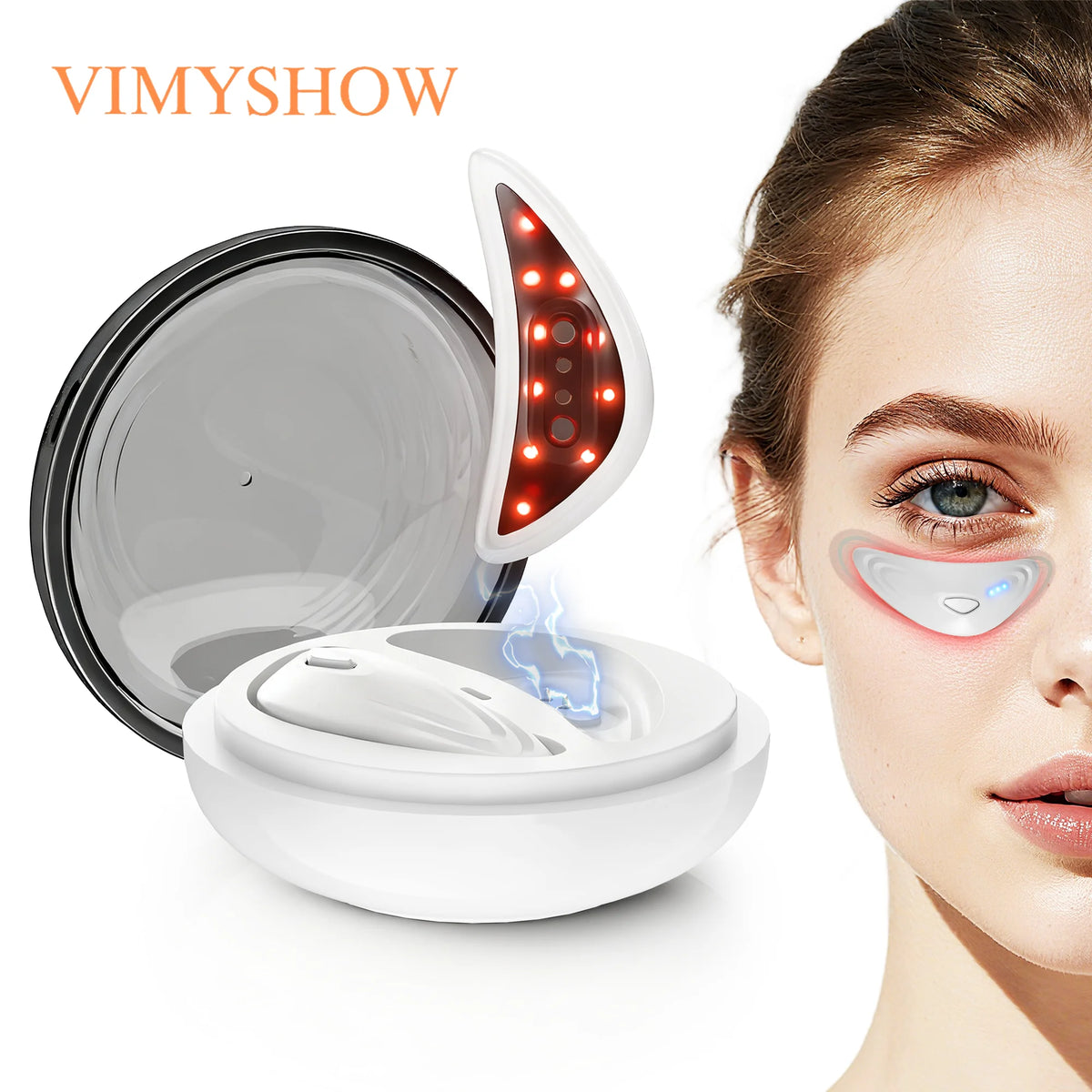 Red Light Microcurrent Eye Massager for Dark Circles and Puffiness