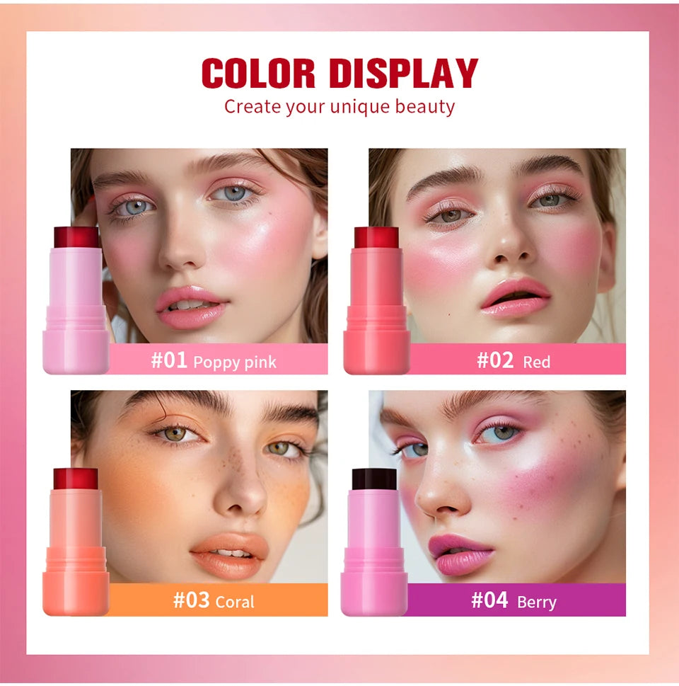 Cooling Water Jelly Blush Stick for Long Lasting Natural Lip and Cheek Tint - 10