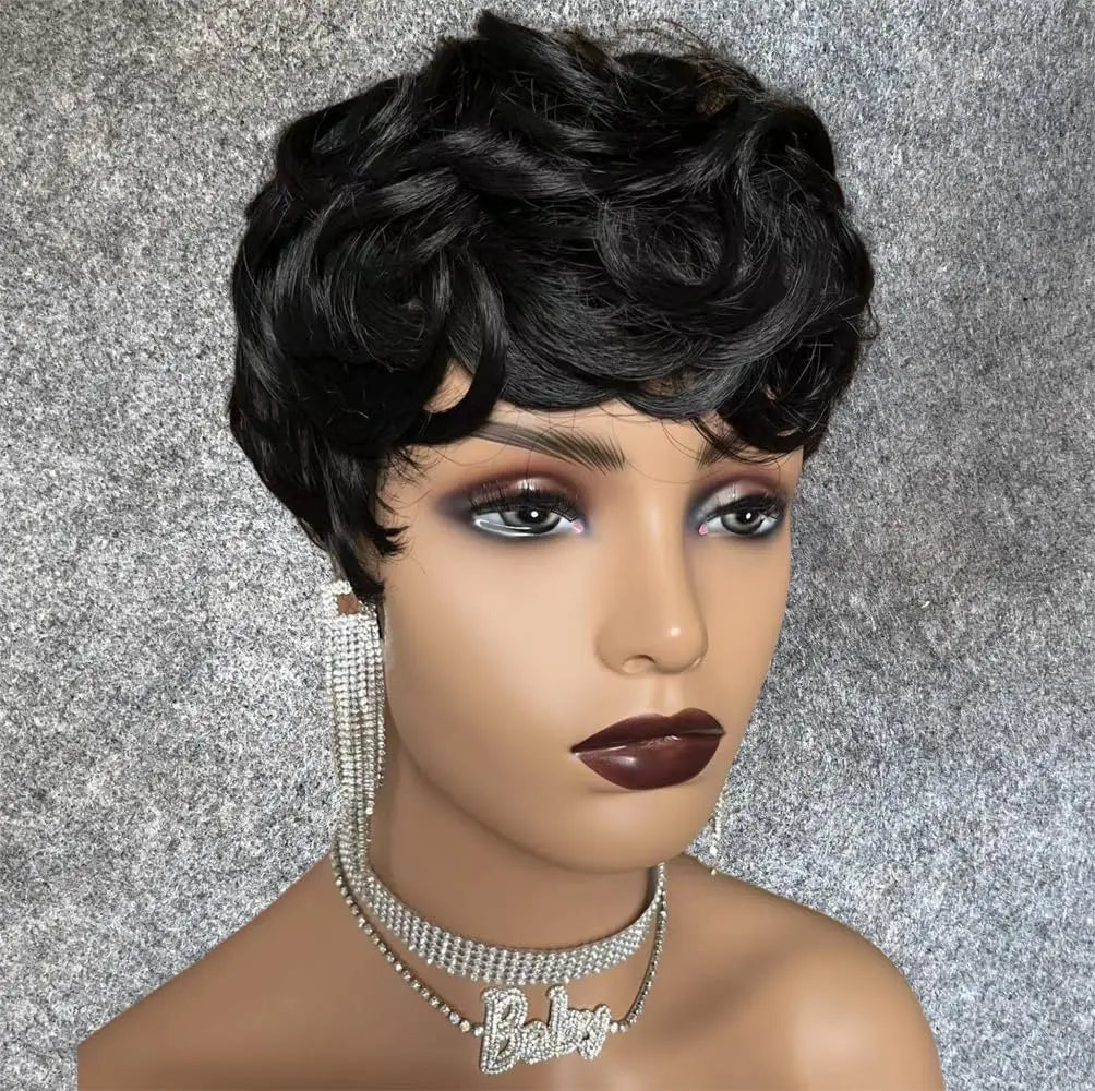 Short Curly Pixie Cut Wig for Daily Wear