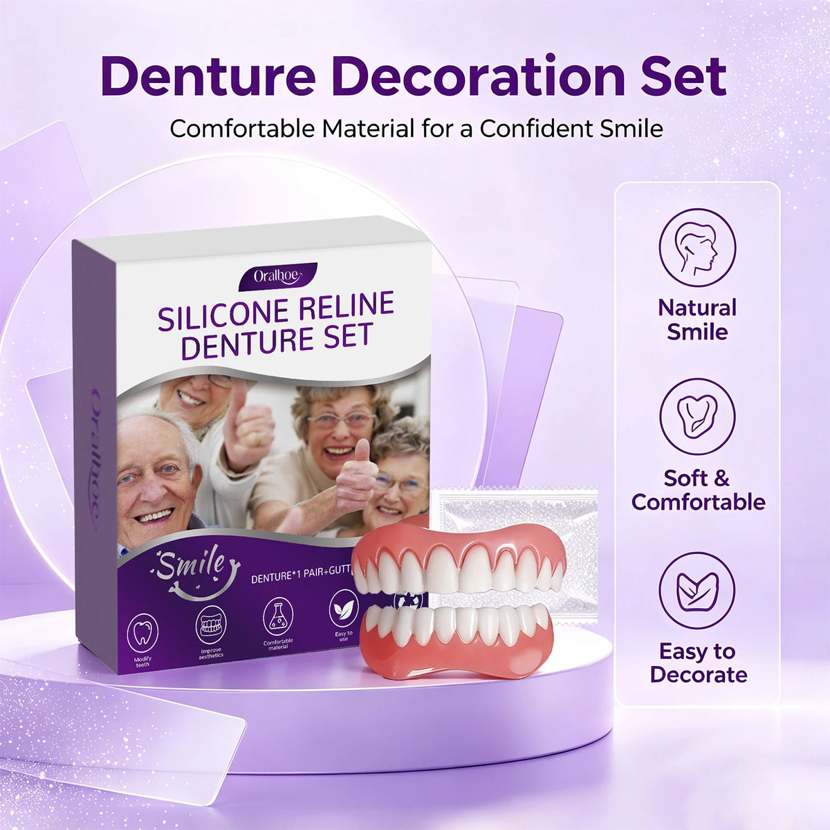 Cosmetic Silicone Denture Set for Instant Natural Smile Improvement
