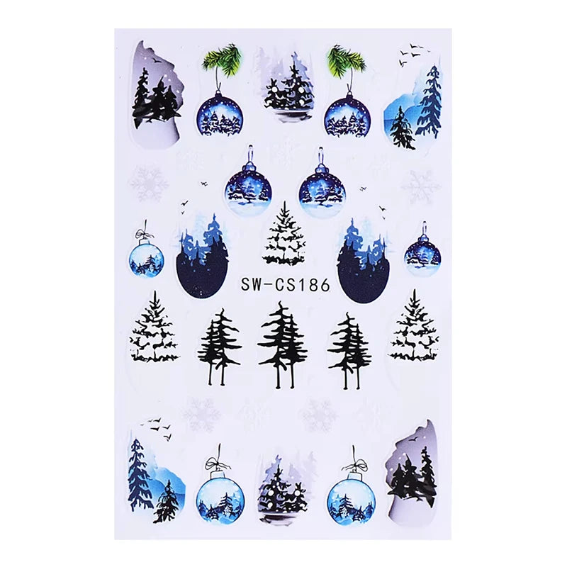 Festive 3D Christmas Nail Art Stickers for Holiday Manicure Decorations