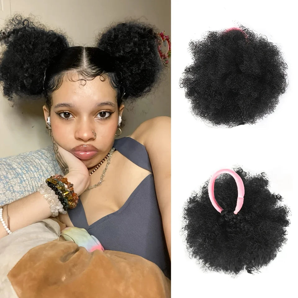 Kinky Curly Afro Puff Drawstring Ponytail Extensions - 6