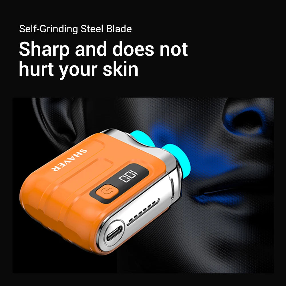 Portable Dual-Head Electric Shaver for Men with LED Battery Display