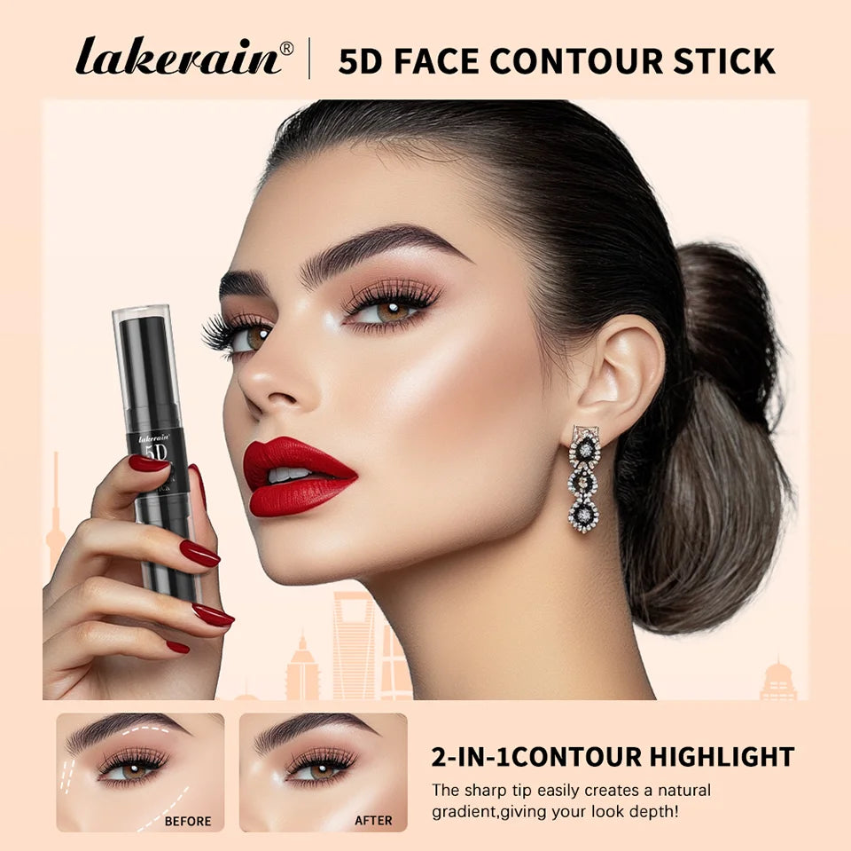 Dual-Ended Cream Contour and Highlighter Stick for Professional Sculpting