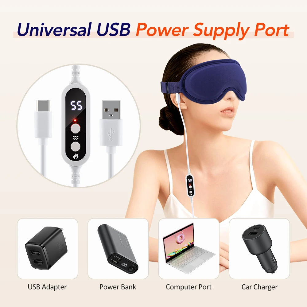 Heated Eye Massage Mask with Vibration for Stress Relief and Sleep