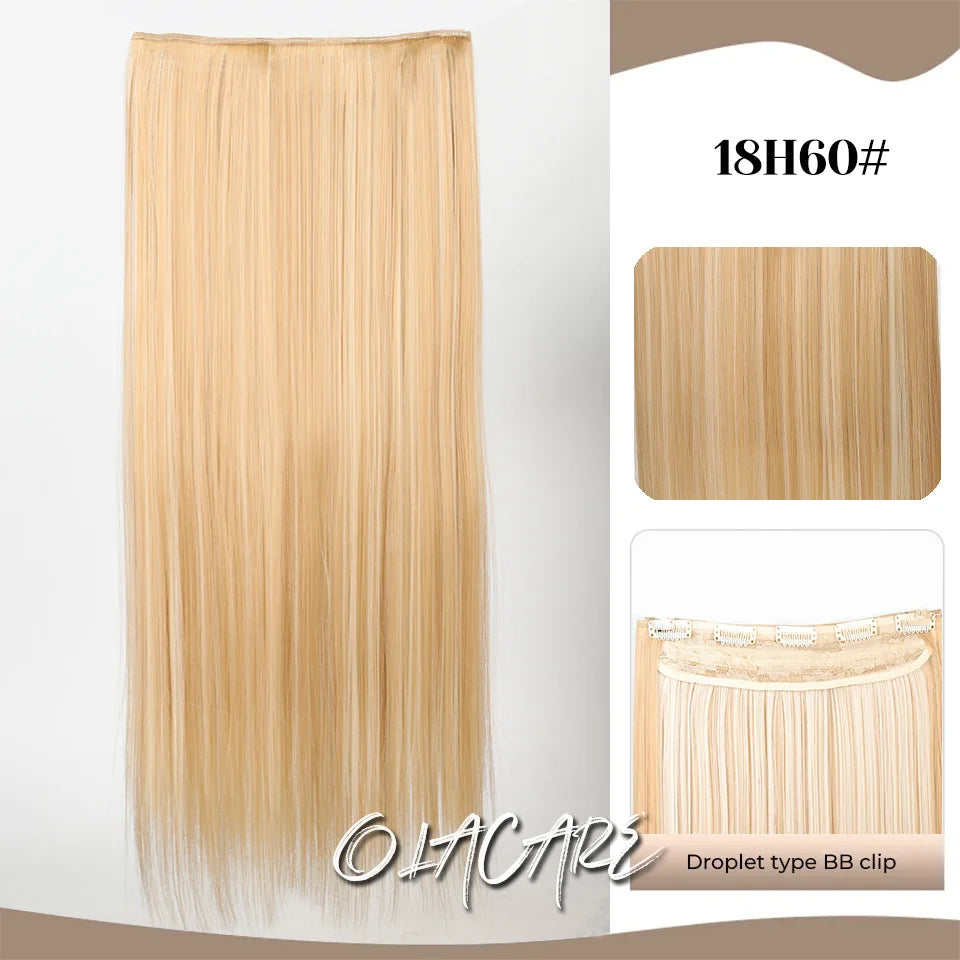 24-Inch Long Straight Clip-In Hair Extensions for Women - 28