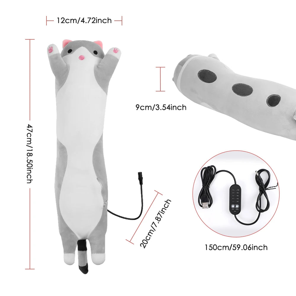 USB Heated Cat Plush Pillow with 5 Heat Settings and Timer for Comfort - 15