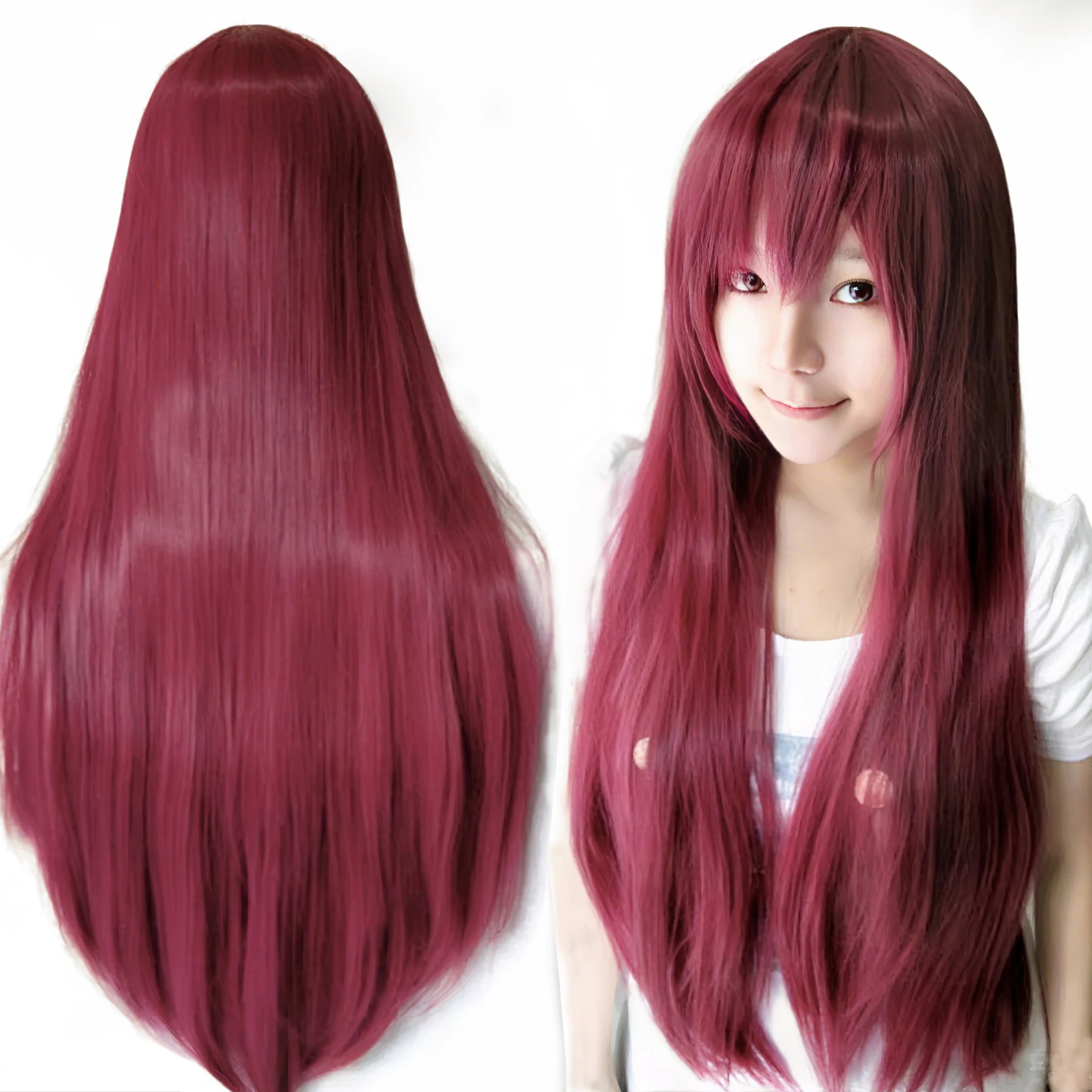 Long Straight Synthetic Cosplay Wig with Bangs - 34