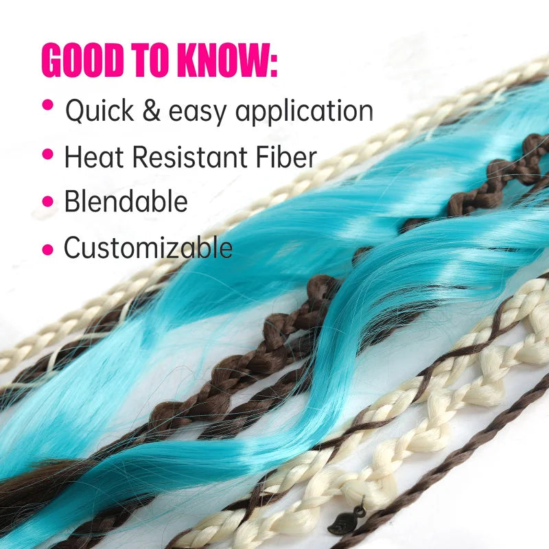 Colorful Ombre Braided Ponytail Extension for Cosplay and Parties