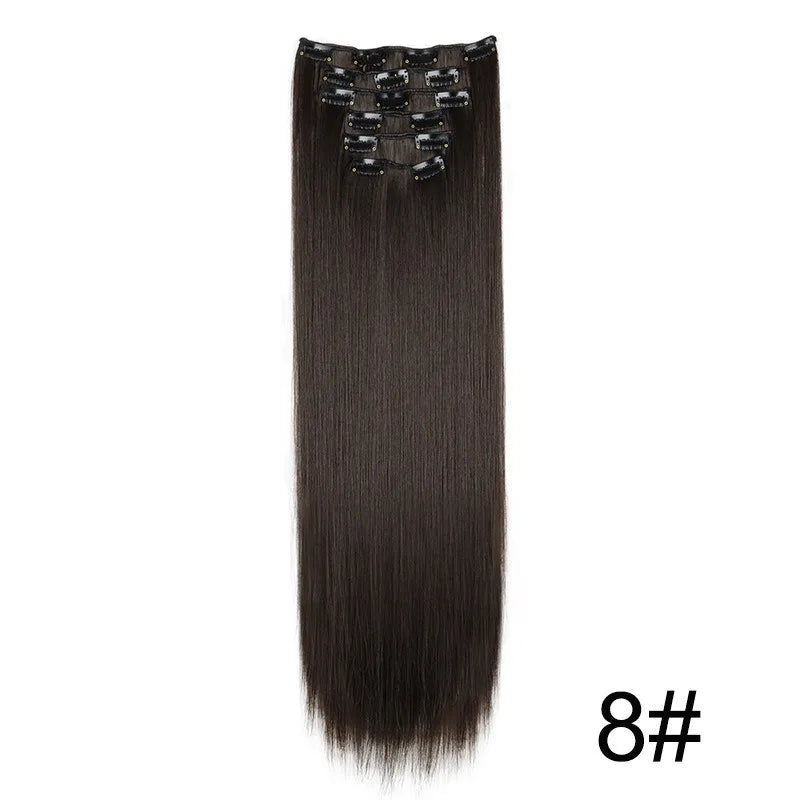 24 Inch Long Straight Synthetic Clip-In Hair Extensions - 24