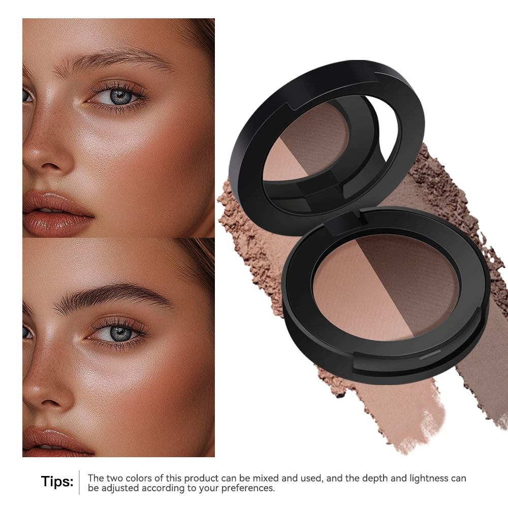 Dual-Tone Eyebrow Powder Palette with Professional Grooming Brush