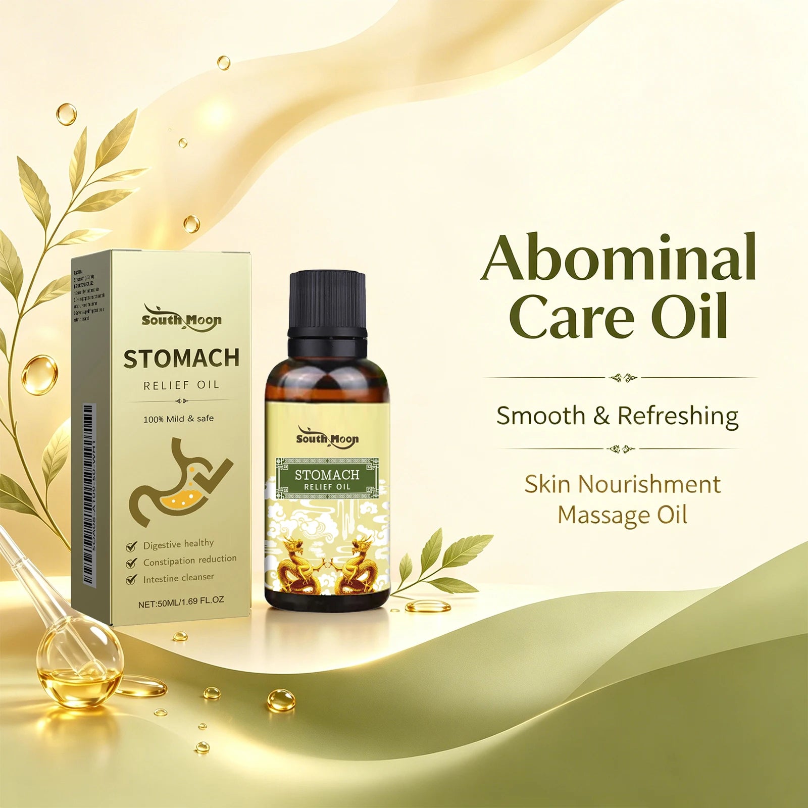 Natural Herbal Abdominal Massage Oil for Constipation and Stomach Relief - 2