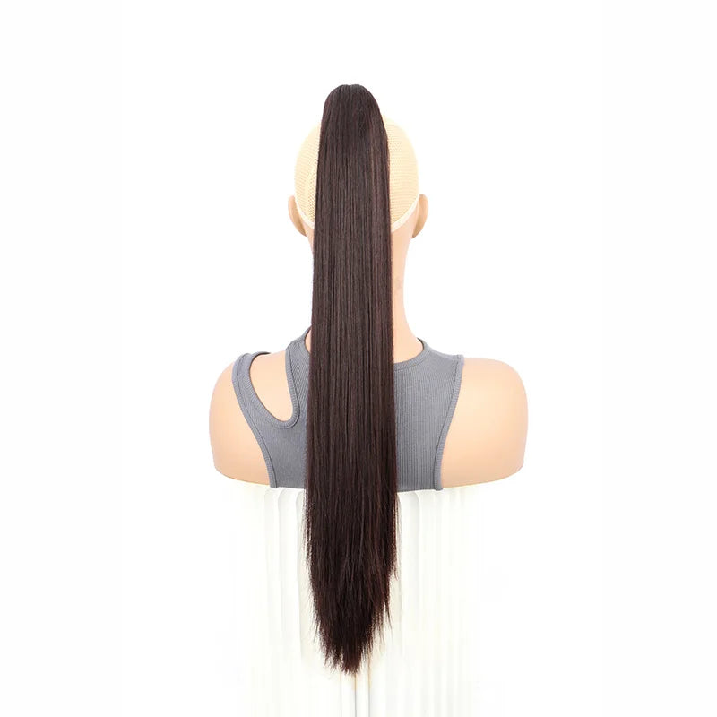 24-Inch Long Straight Claw Clip-On Ponytail Hair Extension - 17