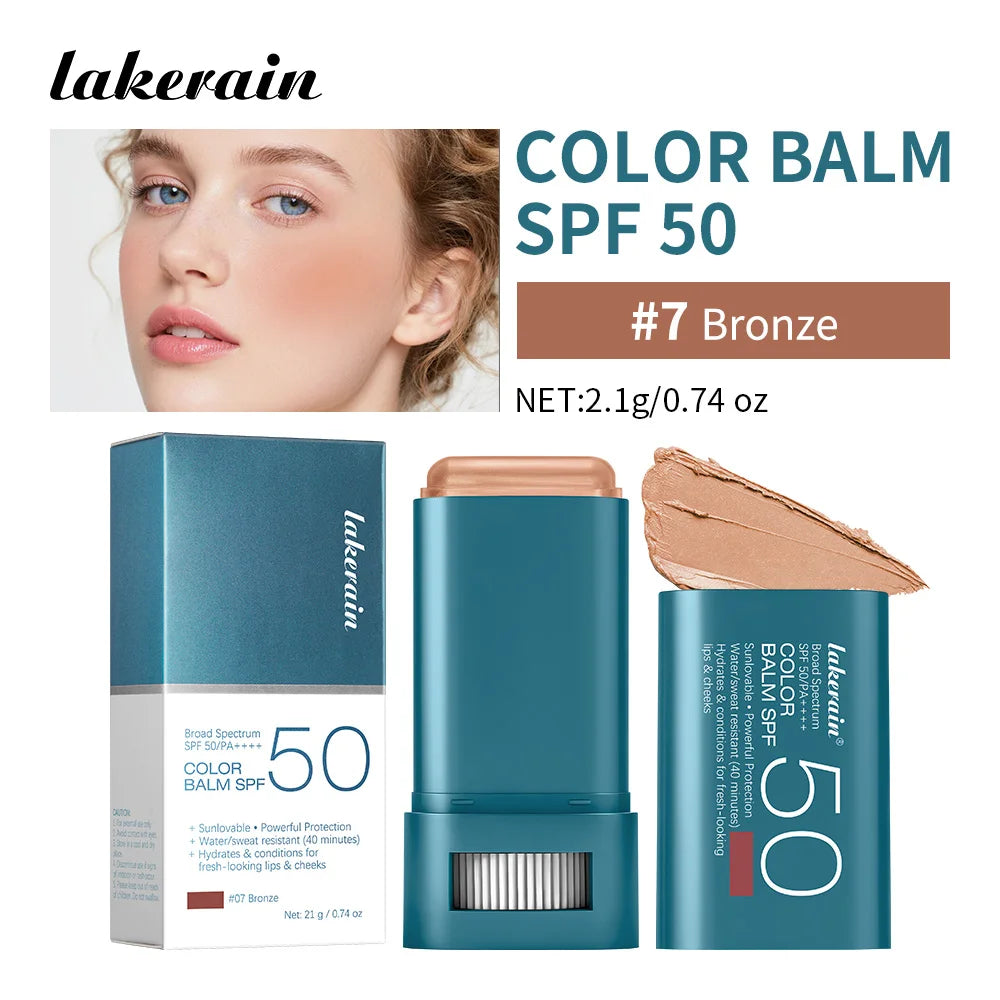 Tinted Sunscreen Blush Stick with SPF 50 for Face Lips and Cheeks - 21