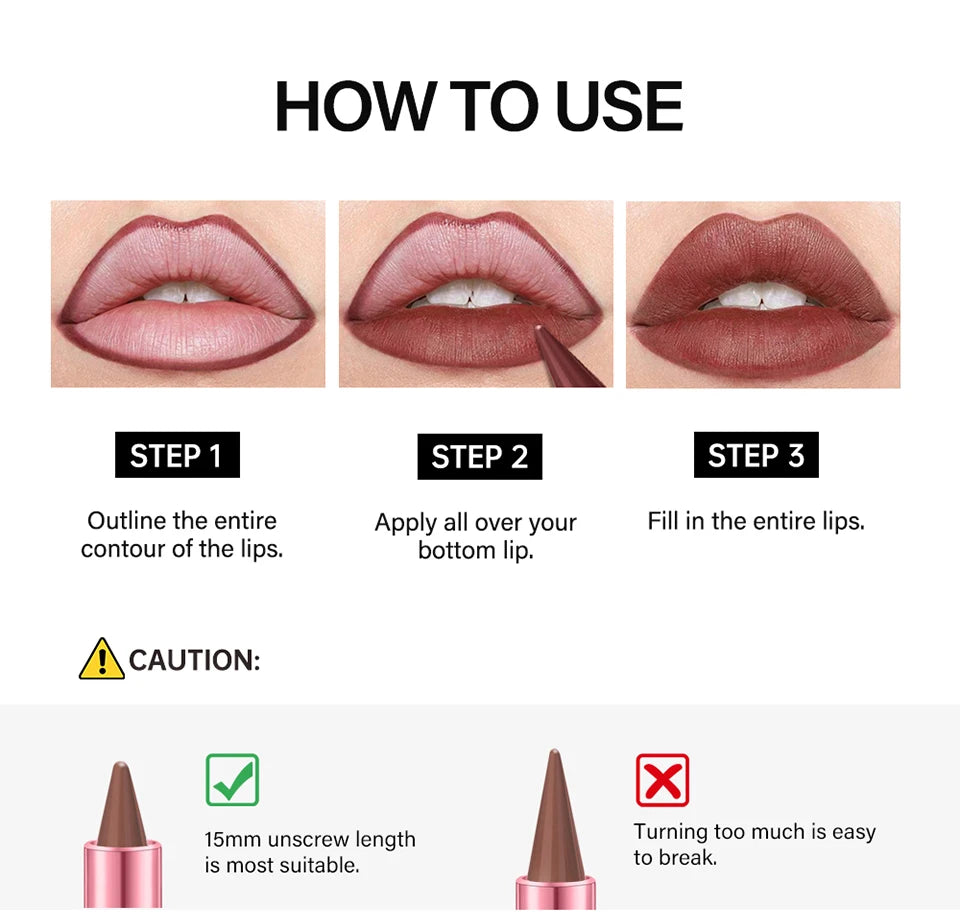 2-in-1 Waterproof Matte Lipstick and Lip Liner Crayon for All-Day Wear - 23