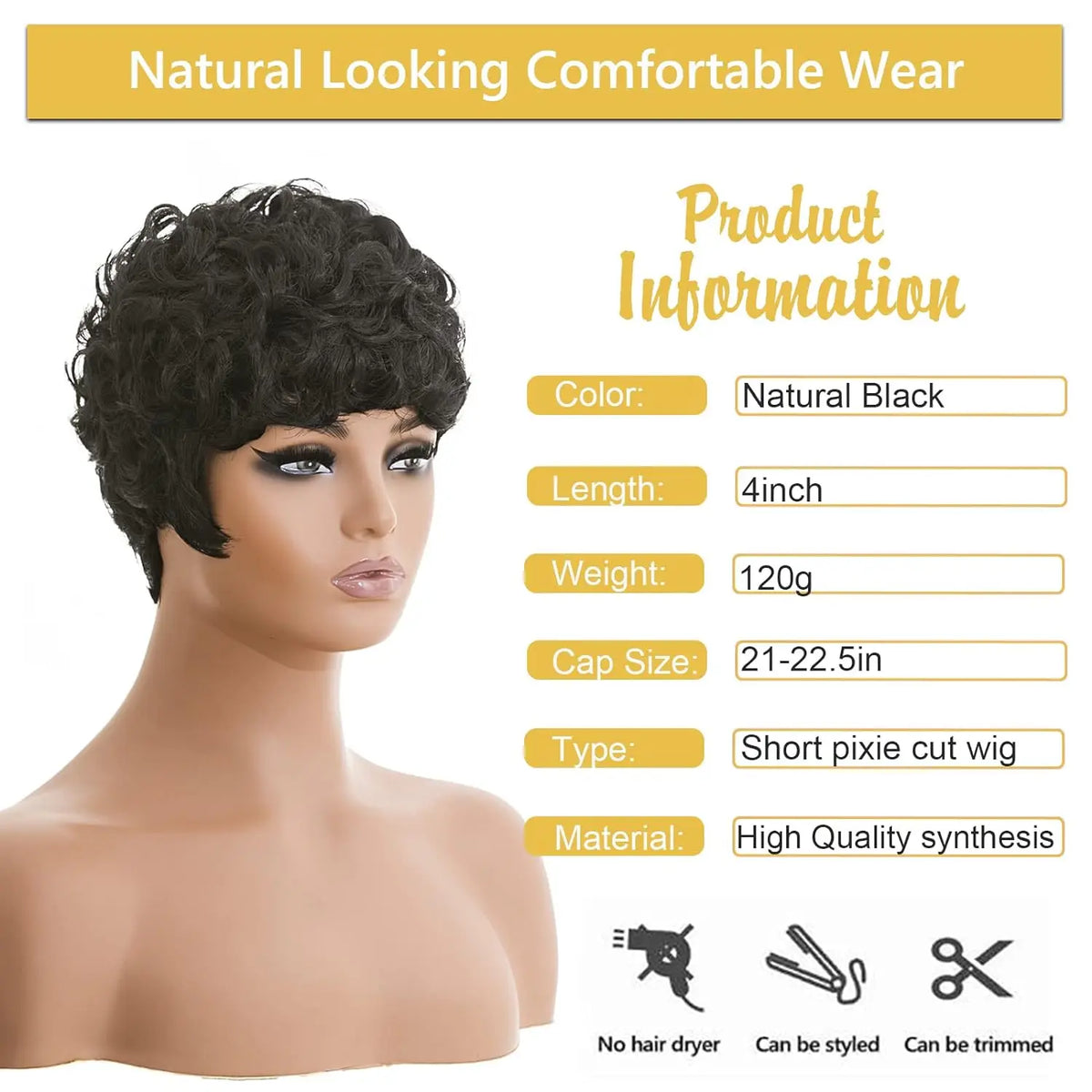 Short Wavy Pixie Cut Wig for Women