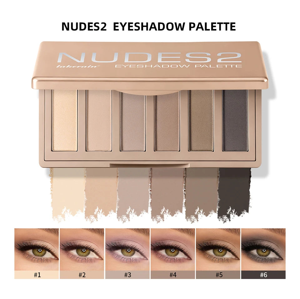 6-Color Matte Eyeshadow Palette for Neutral Nude and Smoky Eye Looks - 8