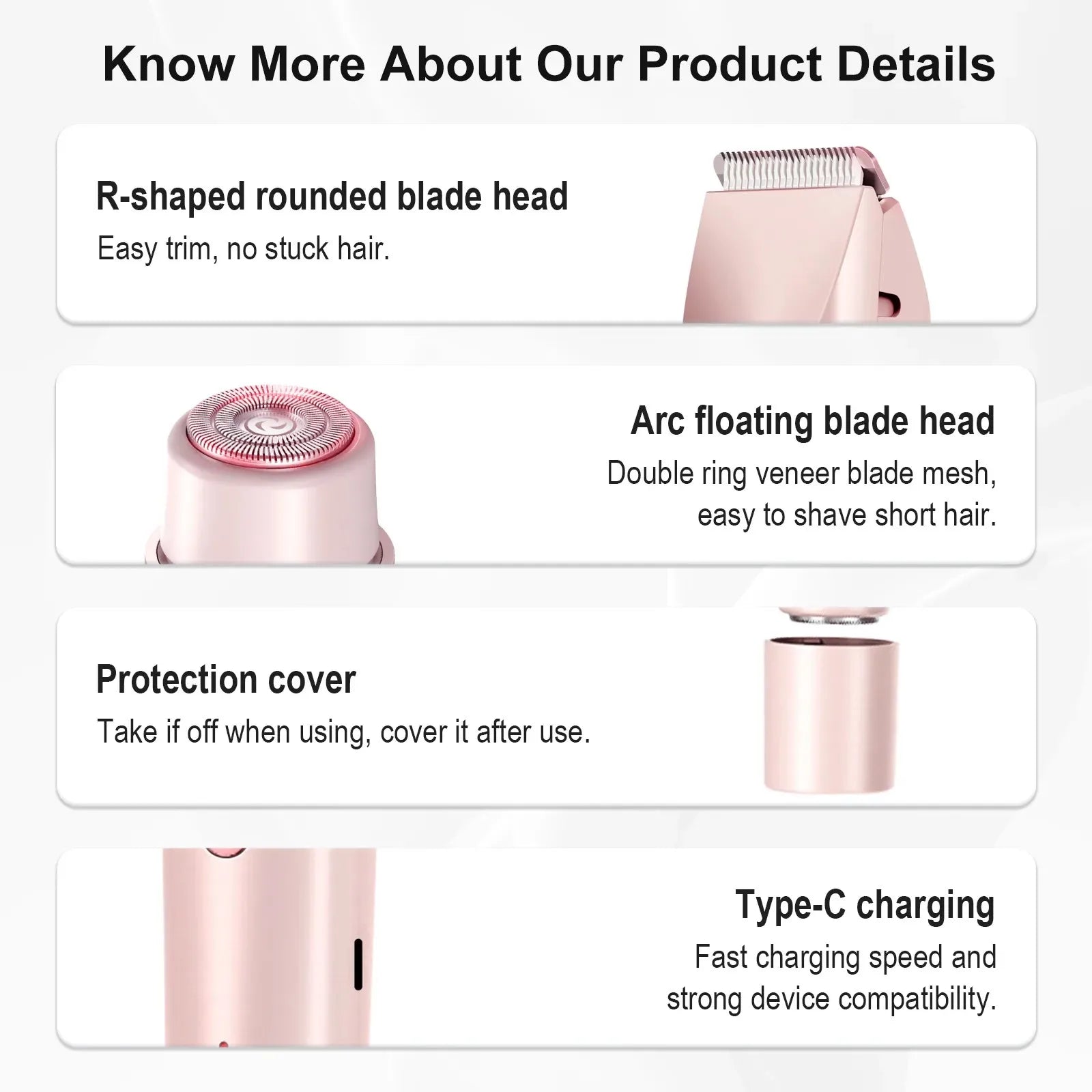 Electric Waterproof Women's Hair Shaver for Face, Bikini, and Body - 6