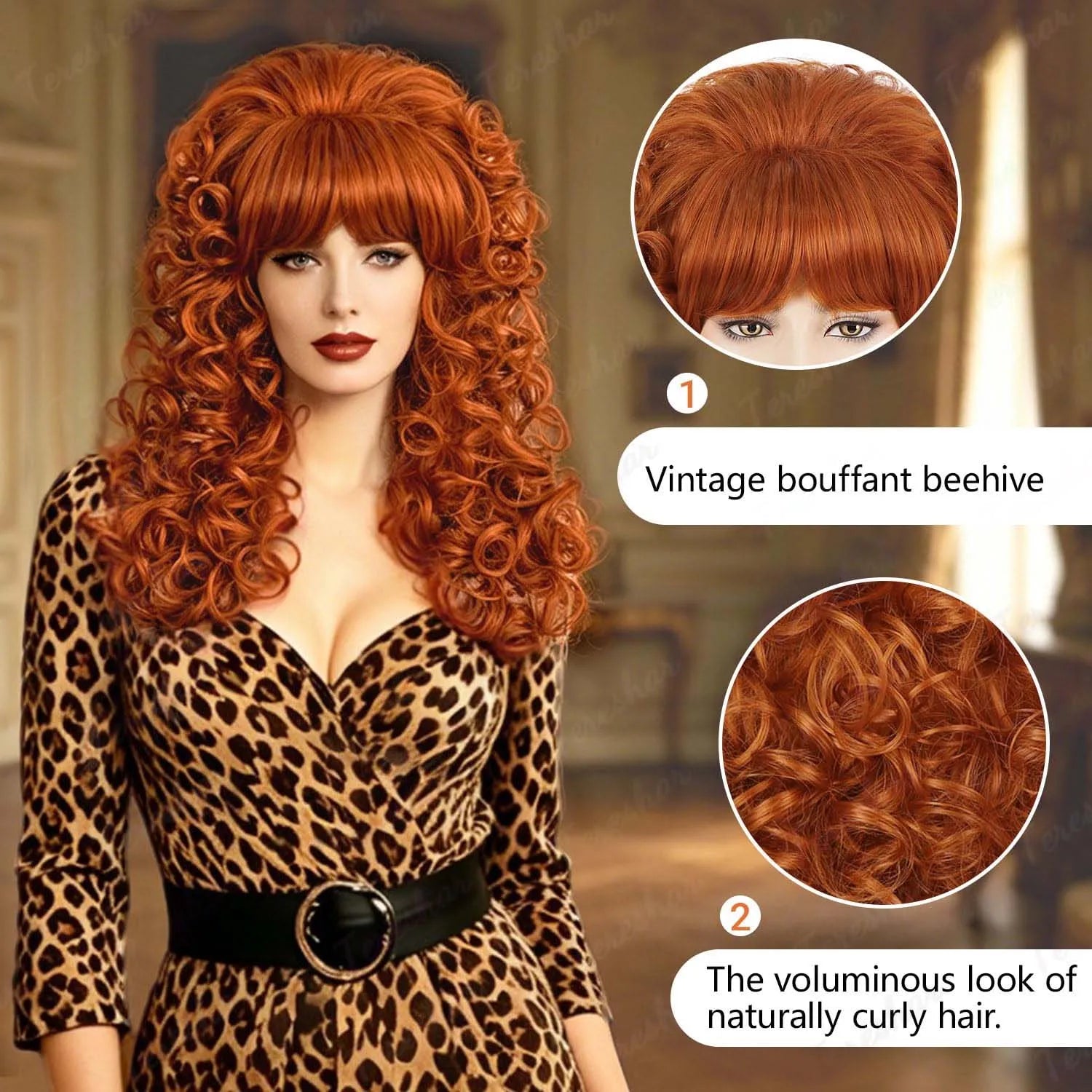 Voluminous Retro Curly Wig for 80s Parties and Vintage Cosplay - 4