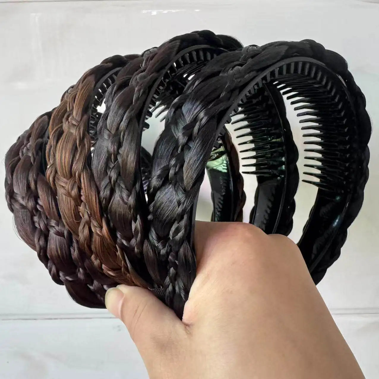 Synthetic Braided Twist Hairband with Teeth for Secure Comfortable Styling - 1