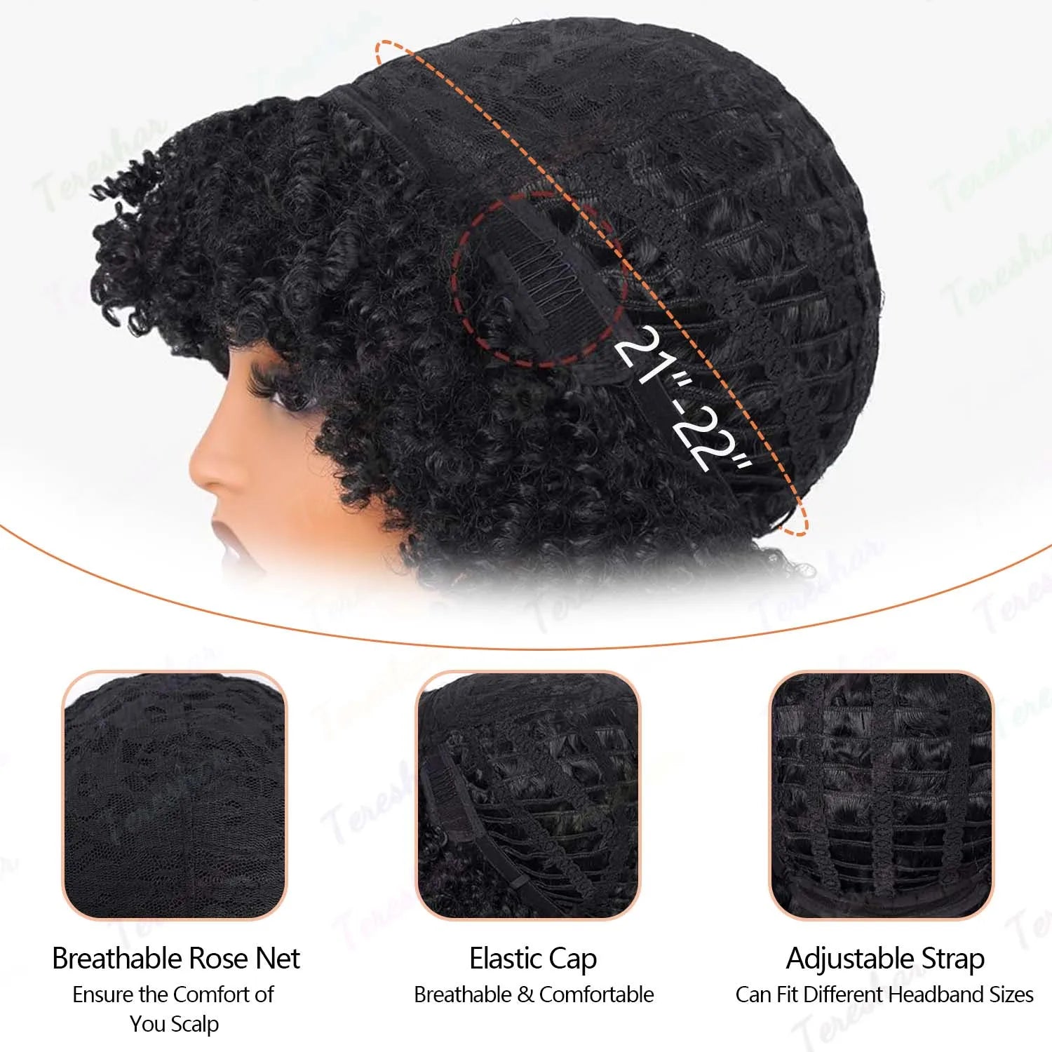 Short Curly Afro Wig with Bangs for Daily and Party Wear - 6