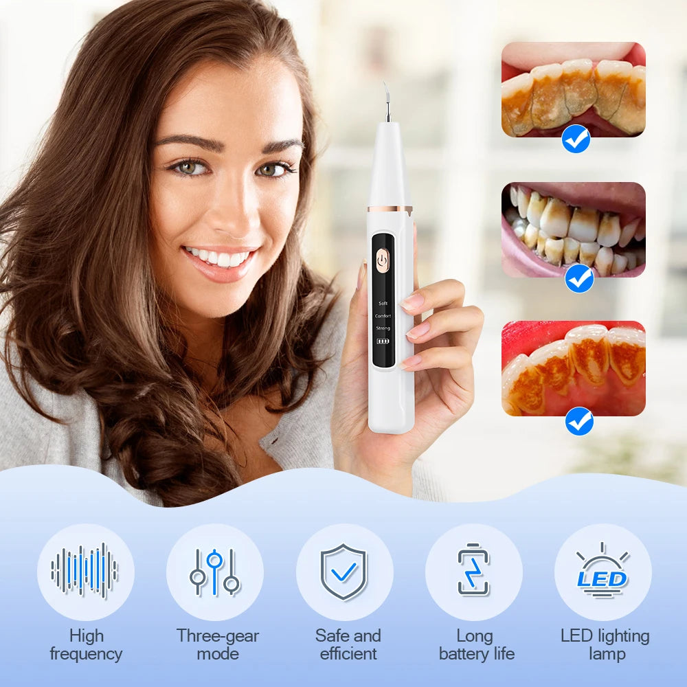 Ultrasonic Electric Teeth Tartar and Plaque Remover for Home Dental Care