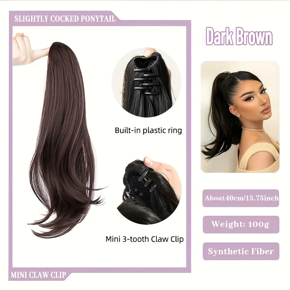 Long Straight Claw Clip Ponytail Extension for Instant Voluminous Hair - 38