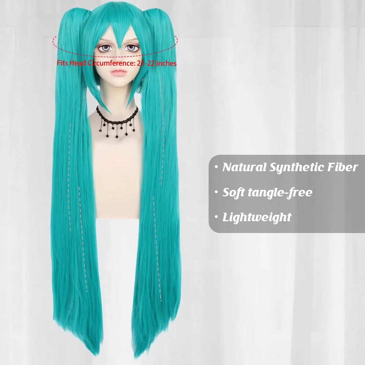 Long Green Double Ponytail Cosplay Wig for Anime Character Costumes