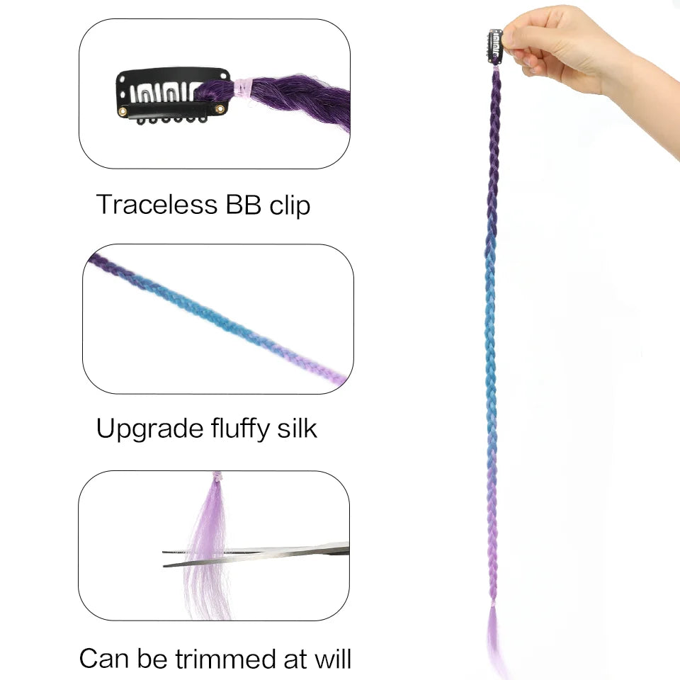 24-Inch Clip-In Braided Hair Extensions for Daily and Party Looks - 3