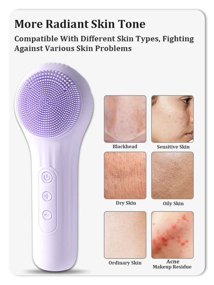 Electric Sonic Facial Cleansing Brush for Deep Pore Exfoliation and Massage