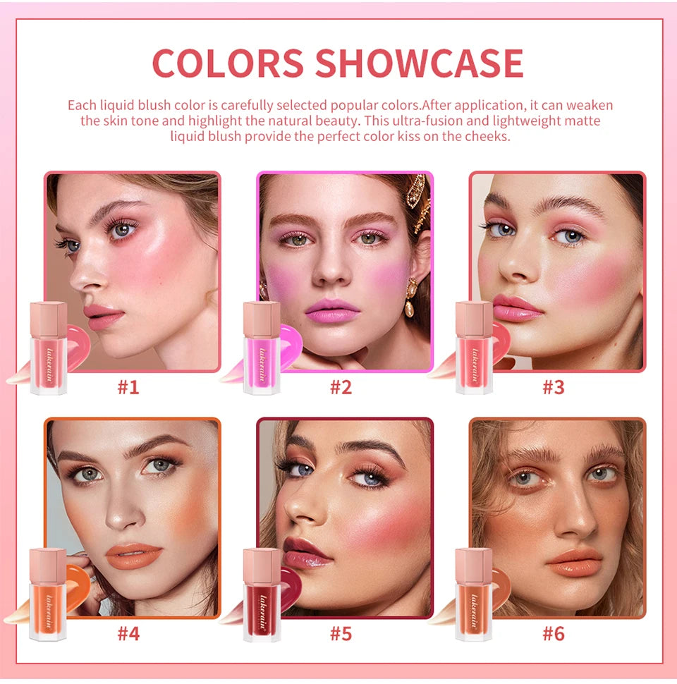 Waterproof Liquid Blush with Built-in Applicator for Natural Matte Finish