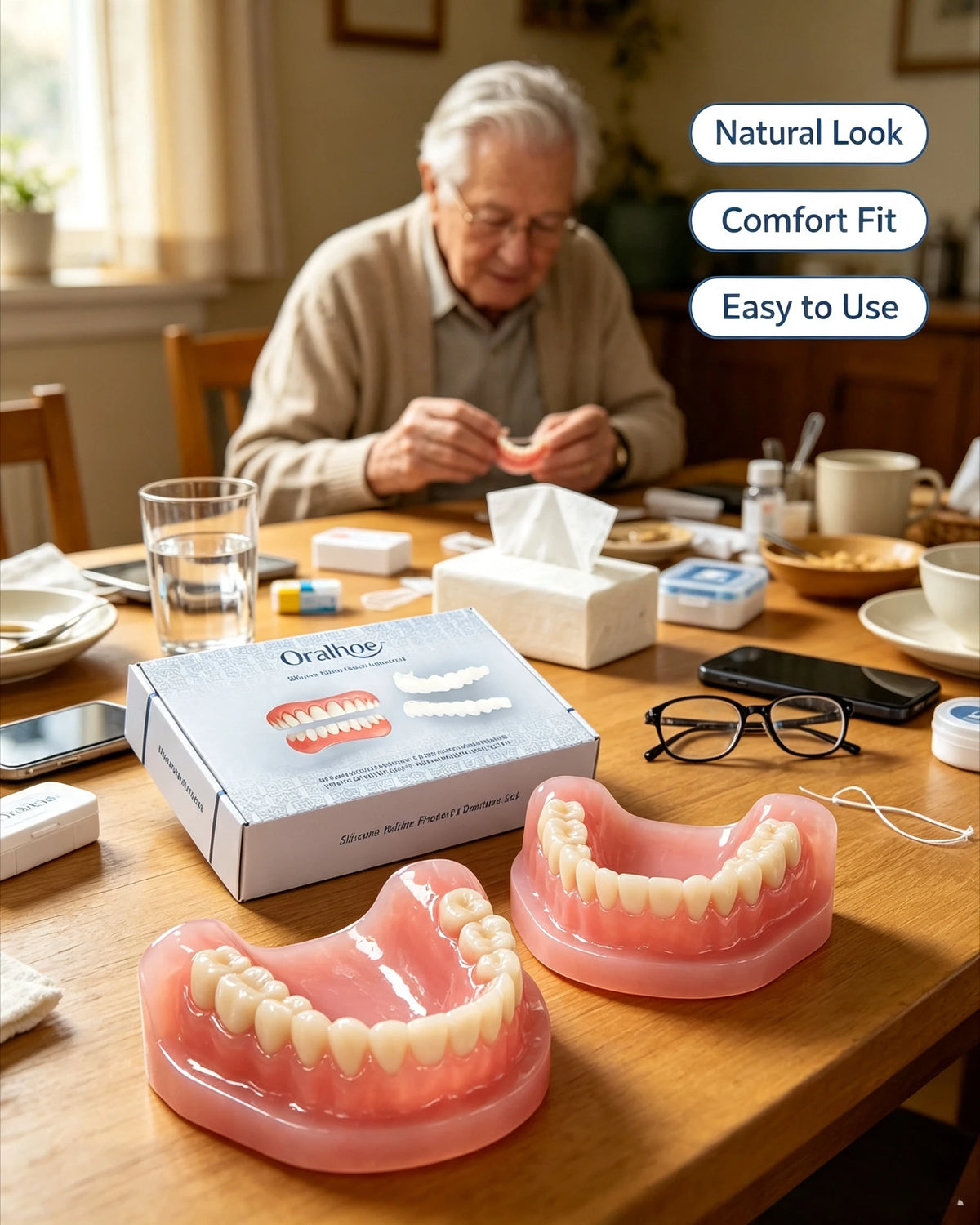 Adjustable Silicone Smile Veneers Kit for Upper and Lower Teeth