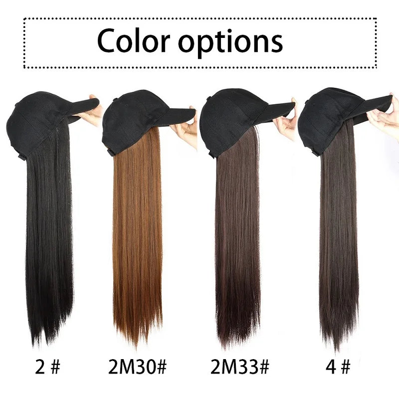 24-Inch Long Straight Hair Baseball Cap Wig for Effortless Style - 7