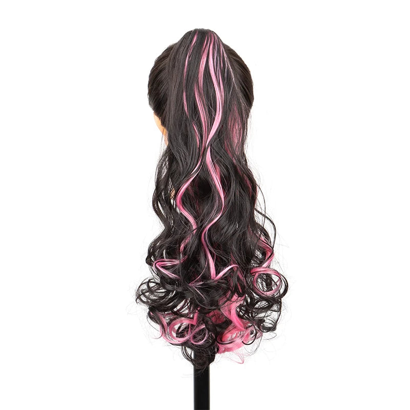 20-Inch Curly Highlighted Ponytail Extension with Claw Clip