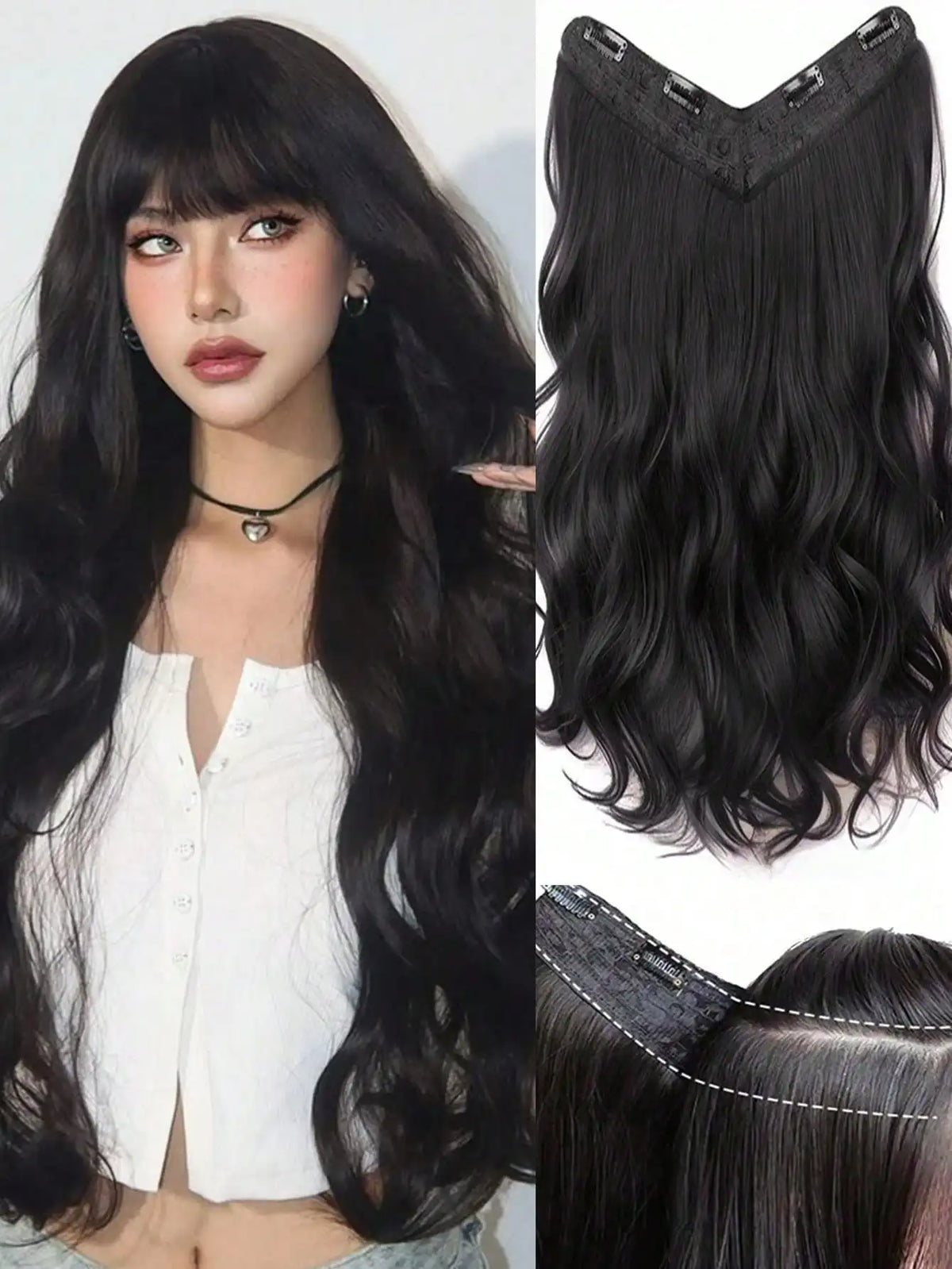 V-Shaped Long Wavy Clip-In Hair Extensions