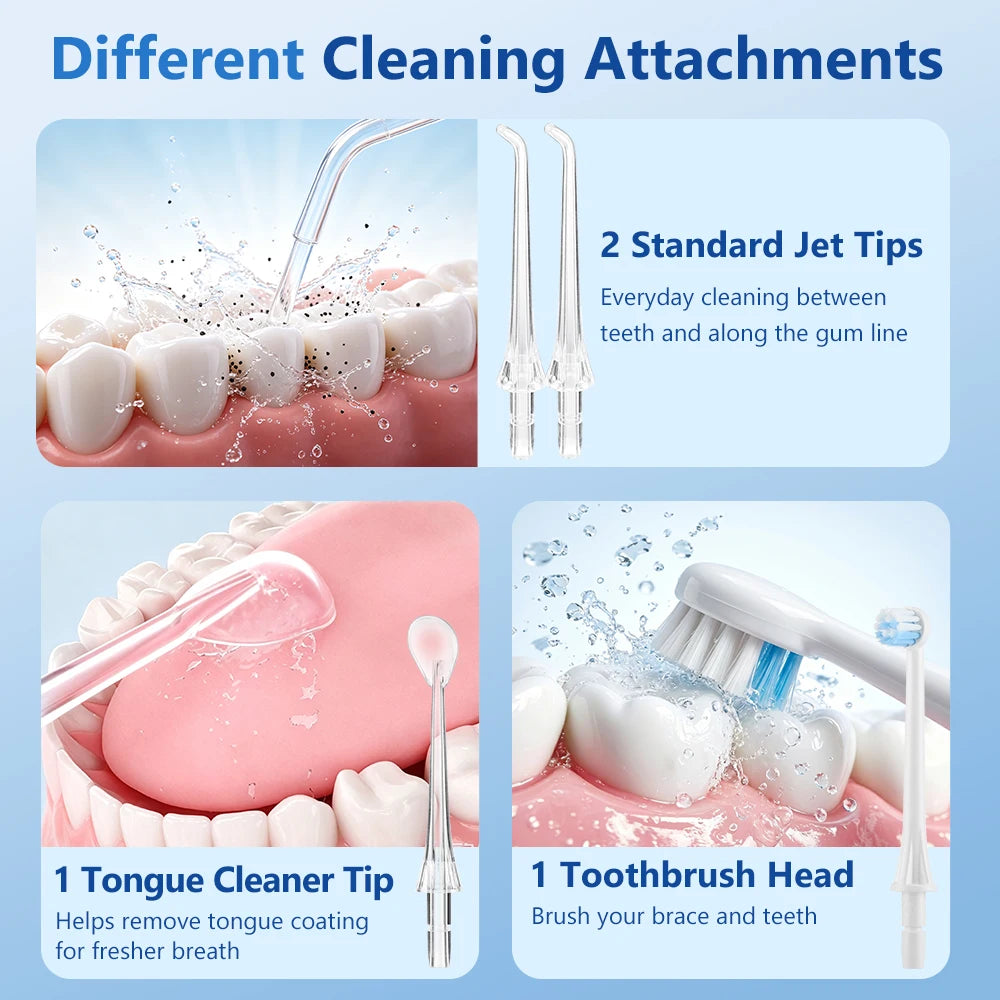 Portable Rechargeable Water Flosser for Deep Teeth and Gum Cleaning
