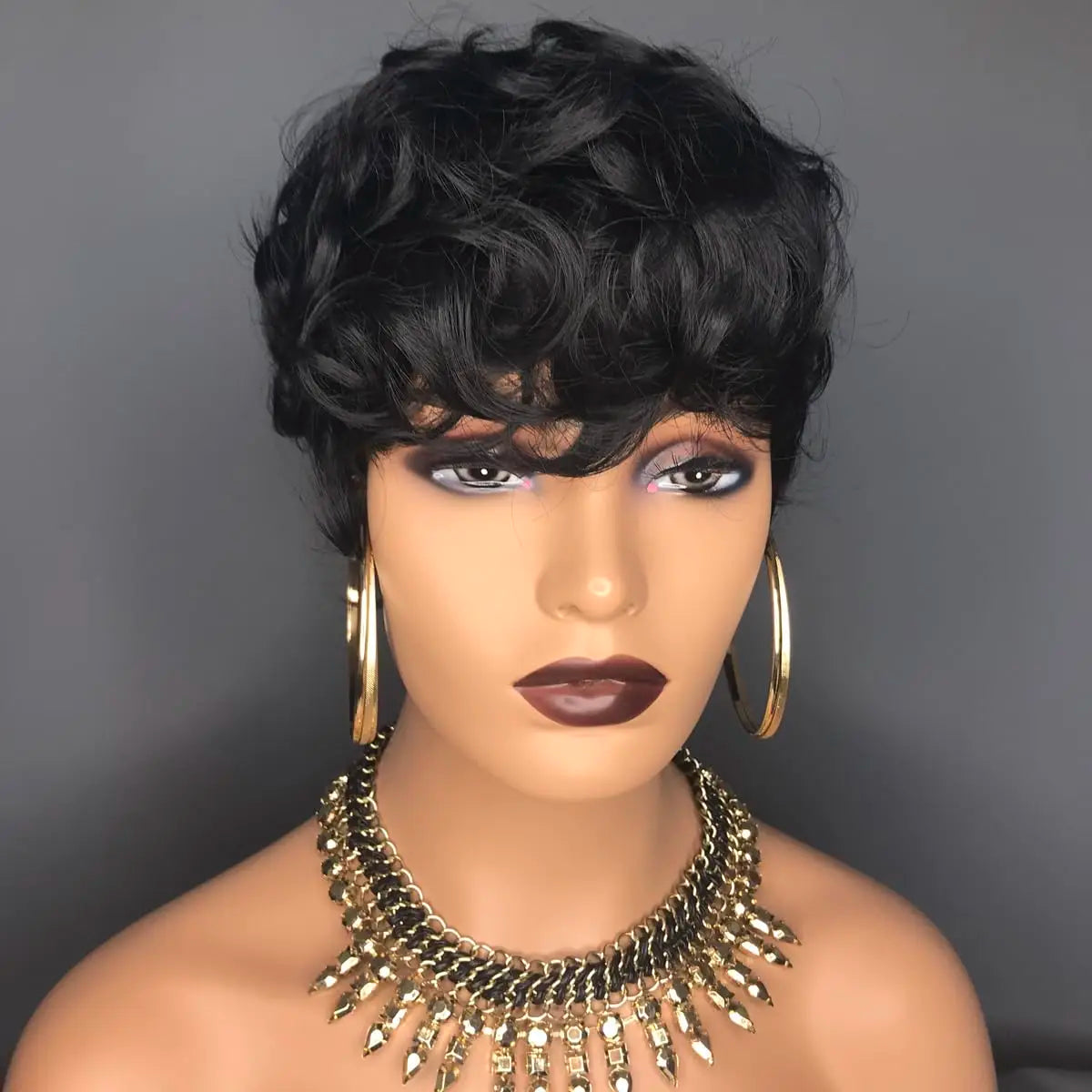 Short Curly Pixie Cut Wig for Women - 1