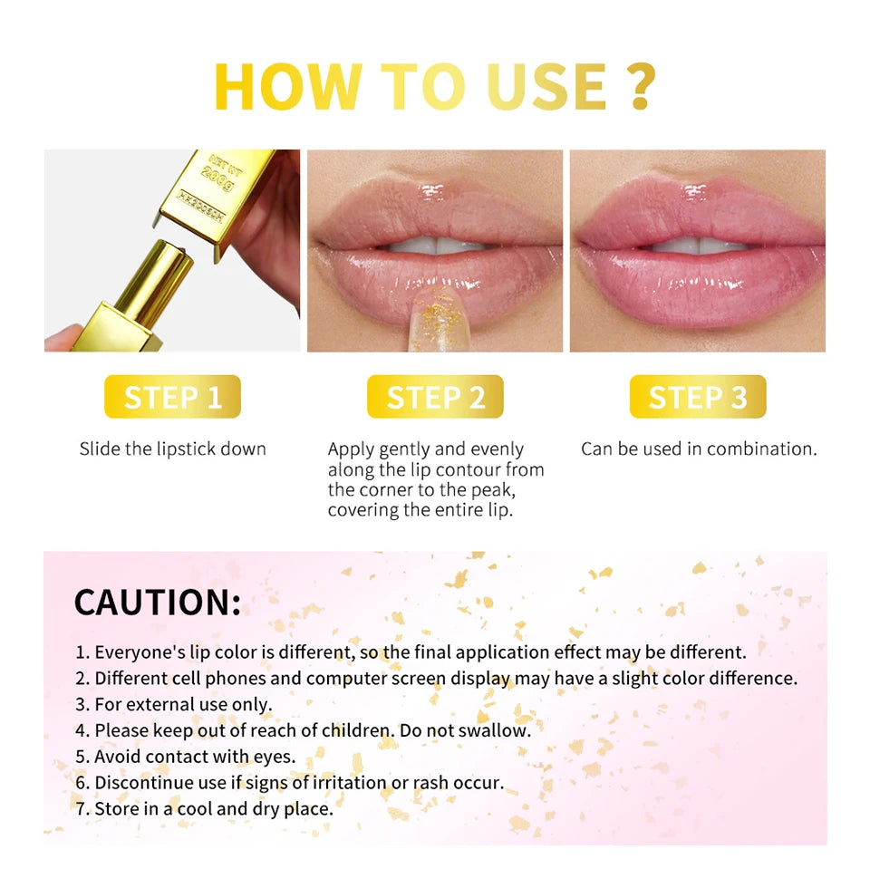 Color Changing Gold Flake Lip Balm for Hydration and Natural Pink Tint - 16