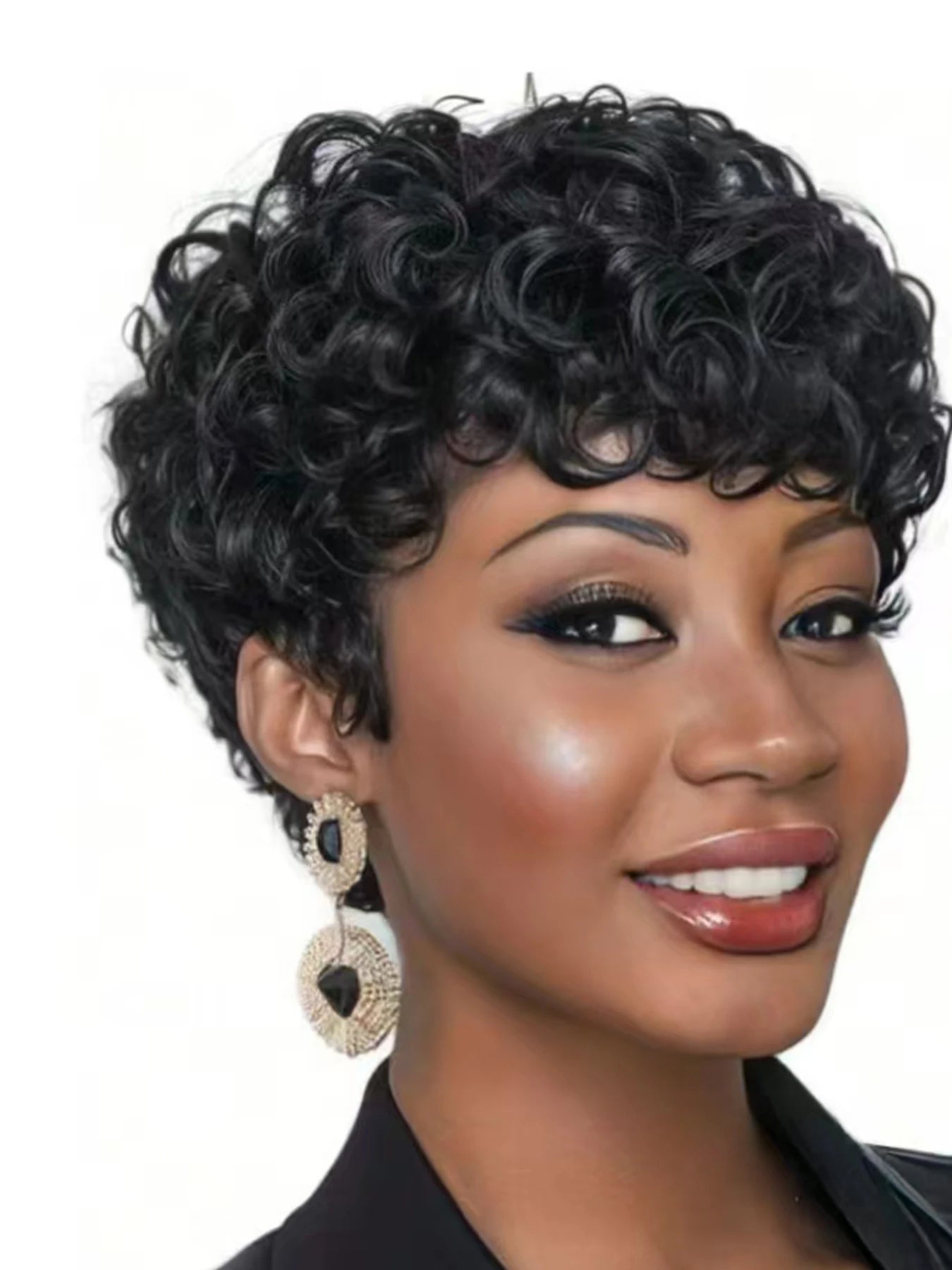 Short Curly Pixie Cut Wig for Daily Wear - 1