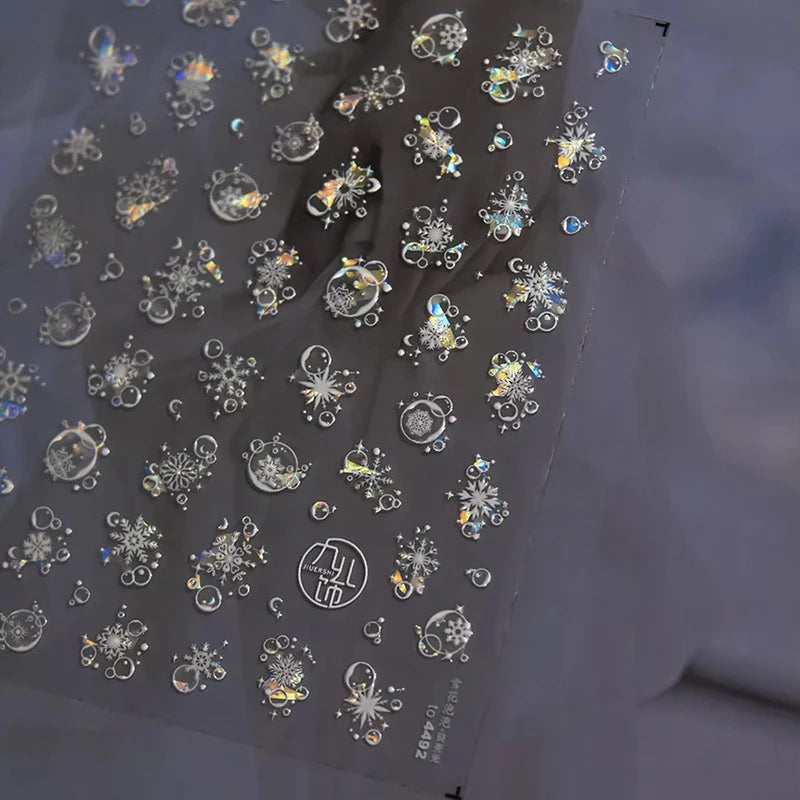 Festive 3D Christmas Nail Art Stickers for Holiday Manicure Decorations